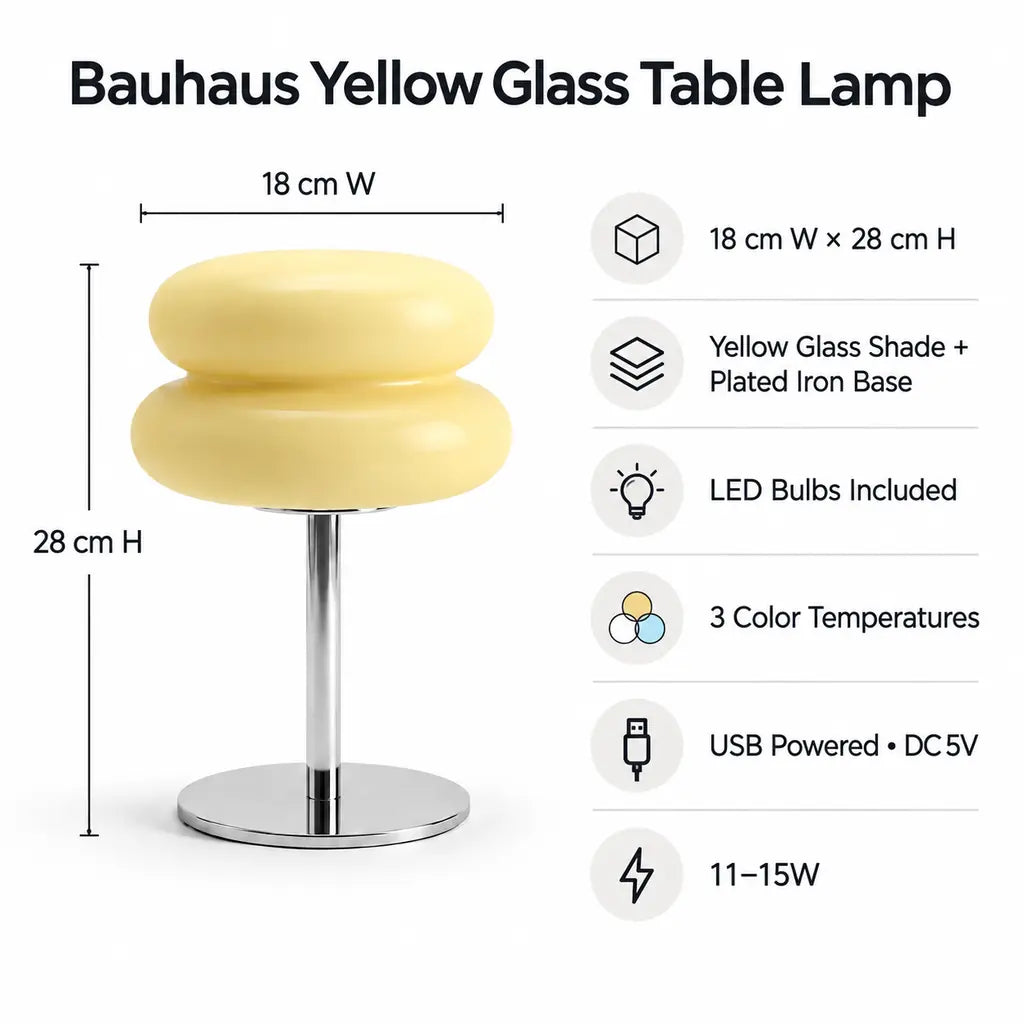 Bauhaus Yellow Glass Table Lamp