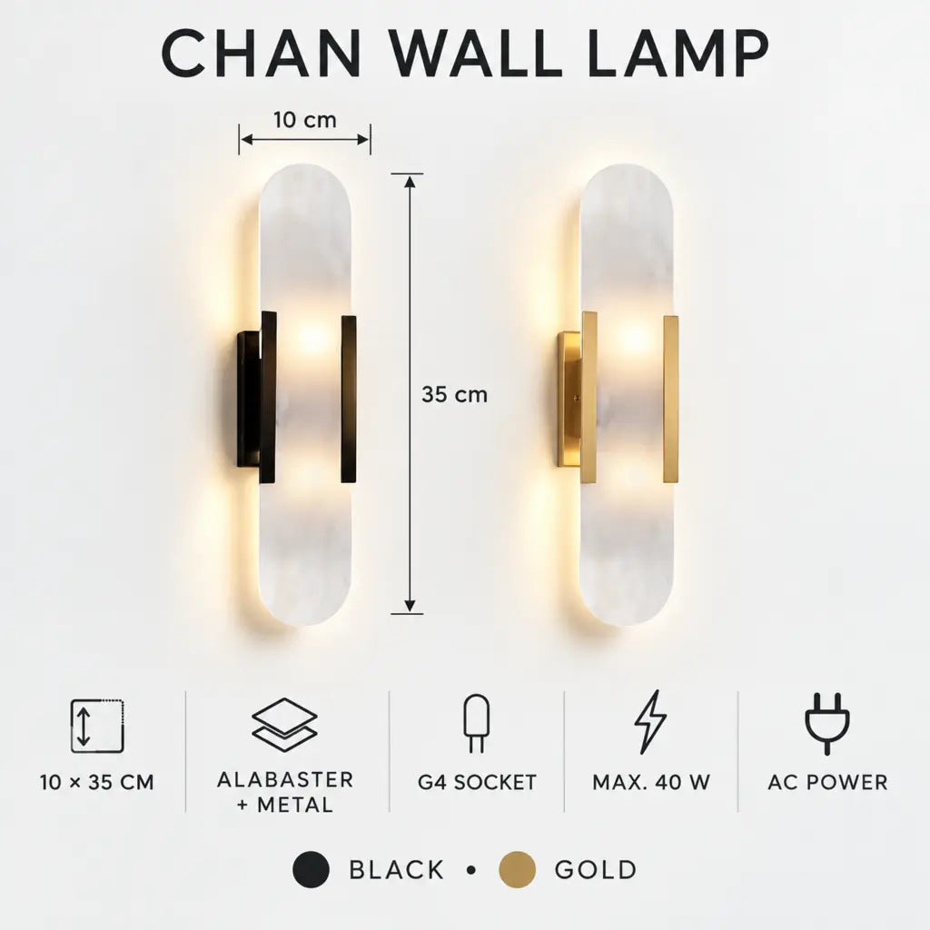 Chan Alabaster & Metal Wall Lamp