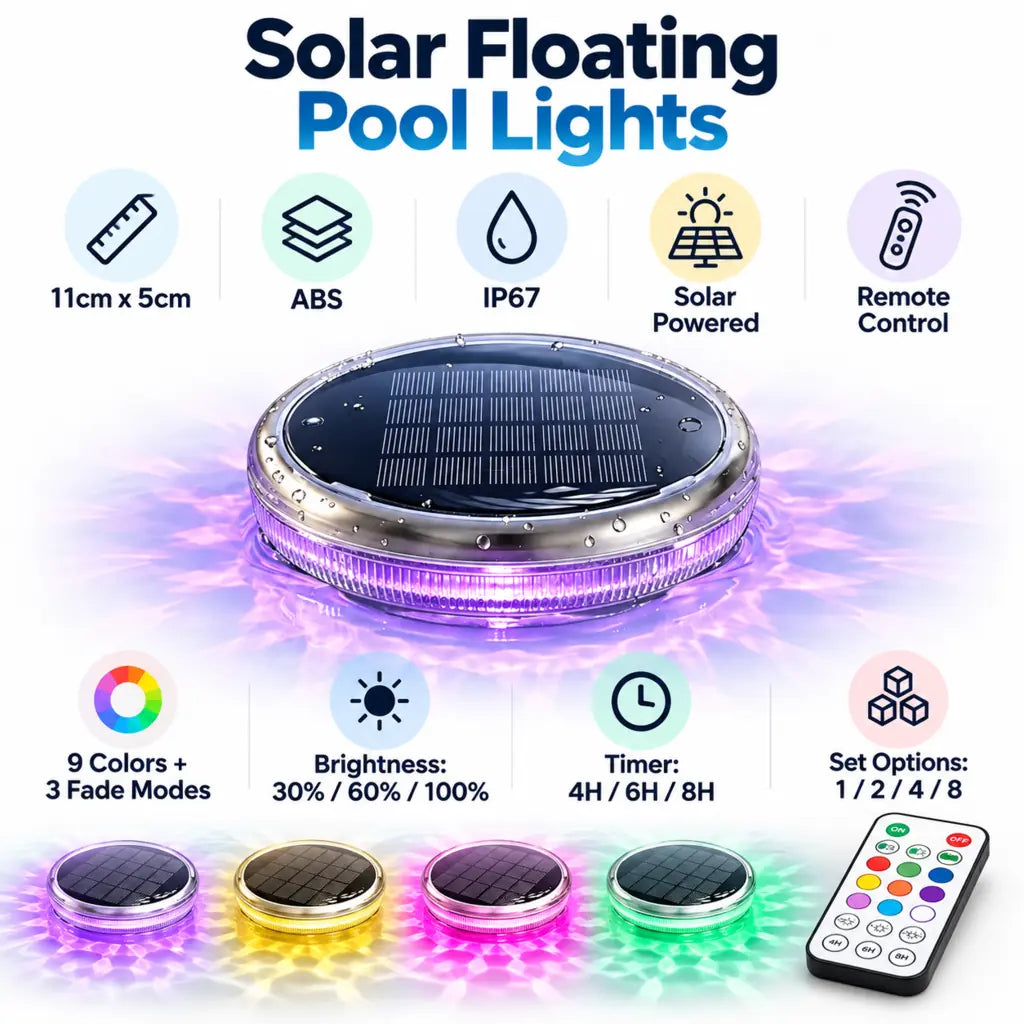 IP67 Solar Floating Pool Lights with Remote Control