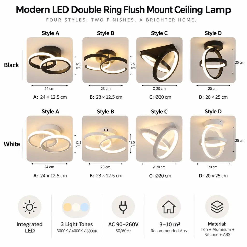 Modern LED Double Ring Flush Mount Ceiling Lamp