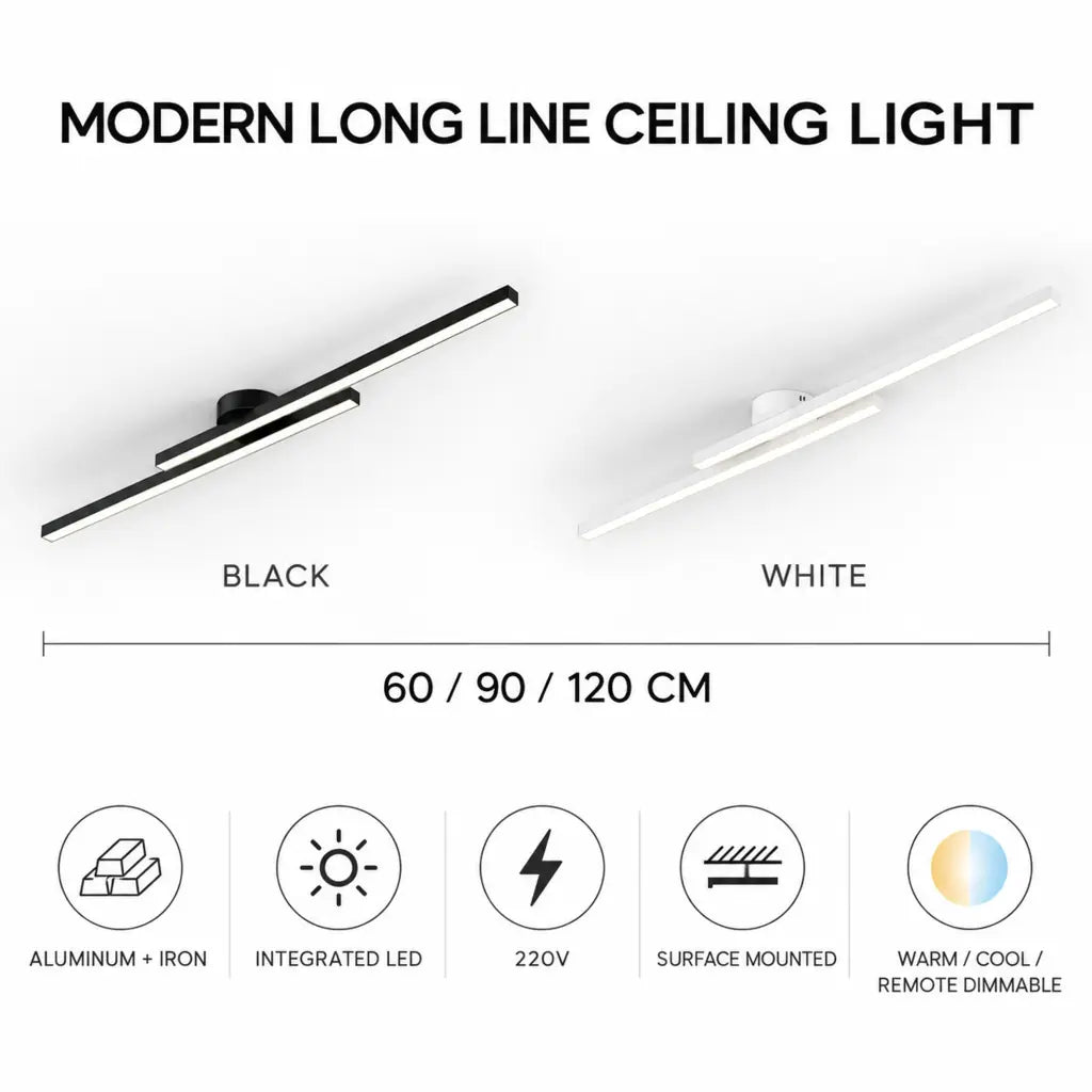 Modern Long Line Ceiling Light Fixture Flush Mount