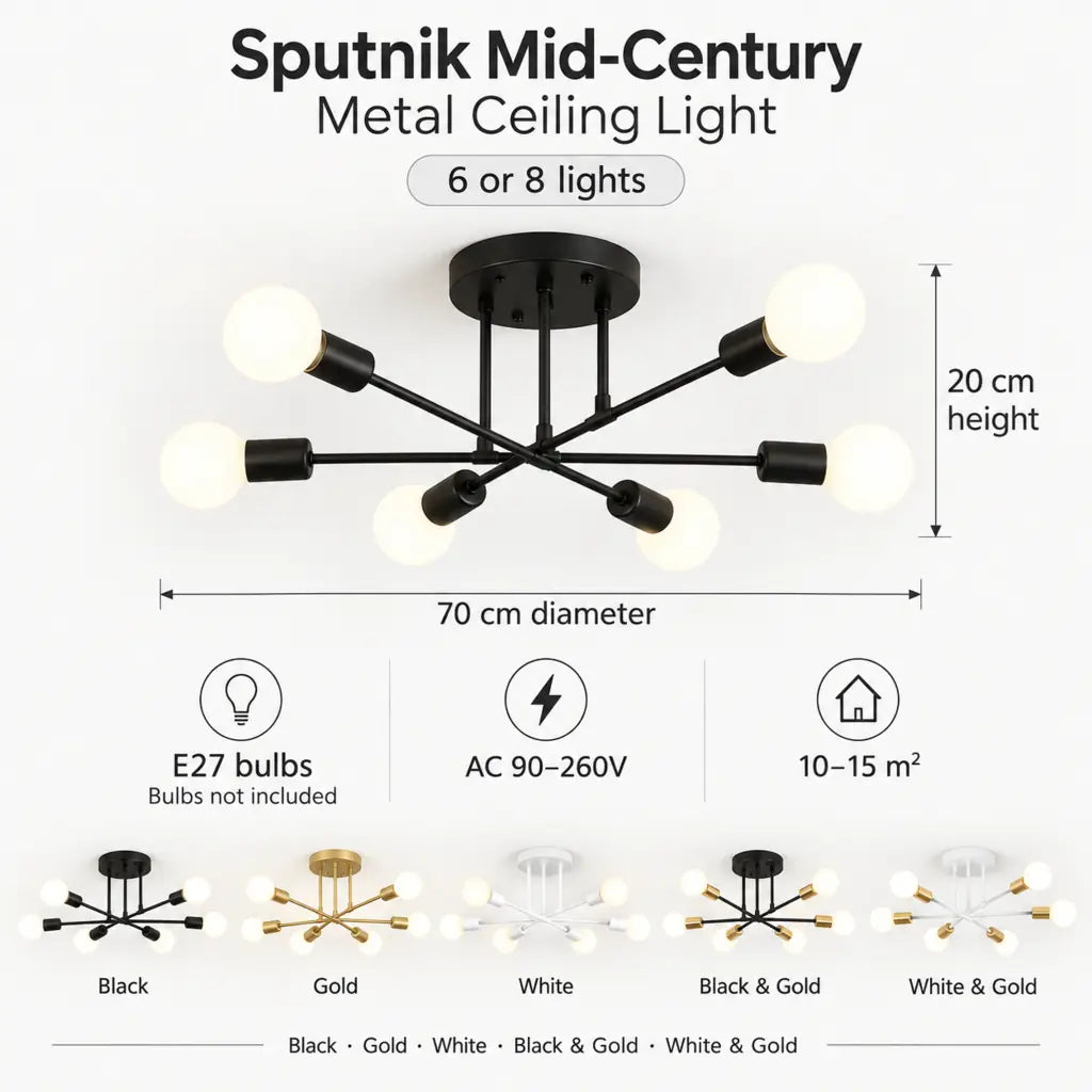 Sputnik Mid-Century Metal Ceiling Light