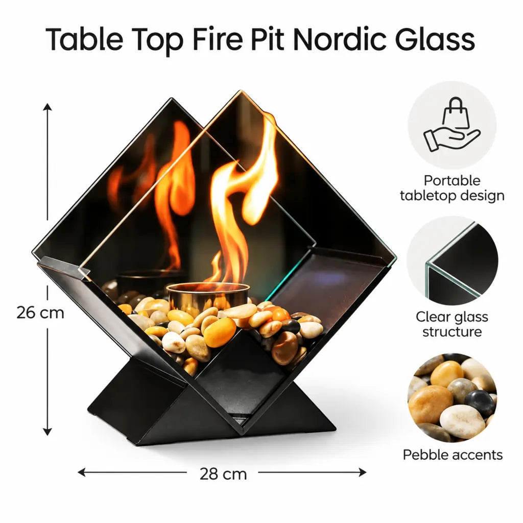 Table Top Fire Pit Nordic Glass