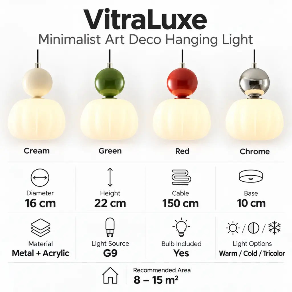 VitraLuxe Minimalist Art Deco Hanging Light