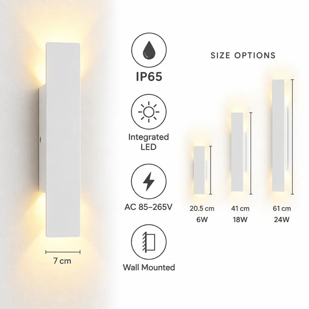 White Up Down LED Outdoor Wall Light with Weatherproof Protection