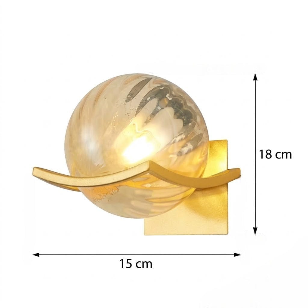 Aurelle Glass Sphere Wall Sconce Light with Gold Finish Boldenn