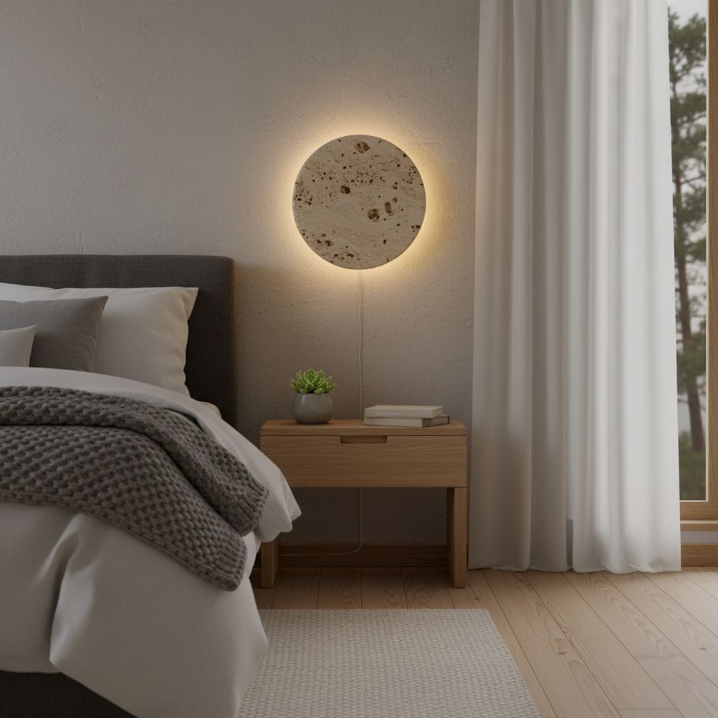 Travertine Stone Round Wall Lamp Boldenn