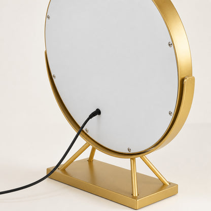 Rear power connection and cable on a Gold lighted vanity mirror