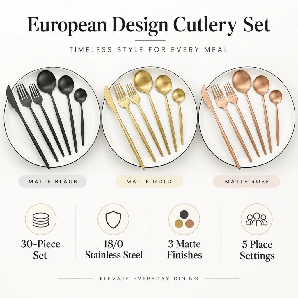 30-Piece Stainless Steel Cutlery Set – European Design
