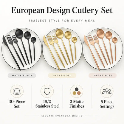 30-Piece Stainless Steel Cutlery Set – European Design