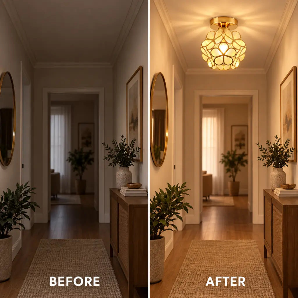 Art Deco Floral Flush Mount Ceiling Light | FloraLamp