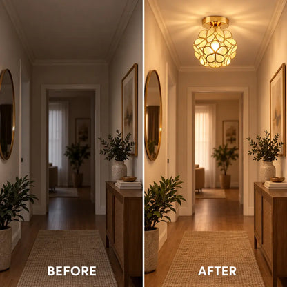 Art Deco Floral Flush Mount Ceiling Light | FloraLamp