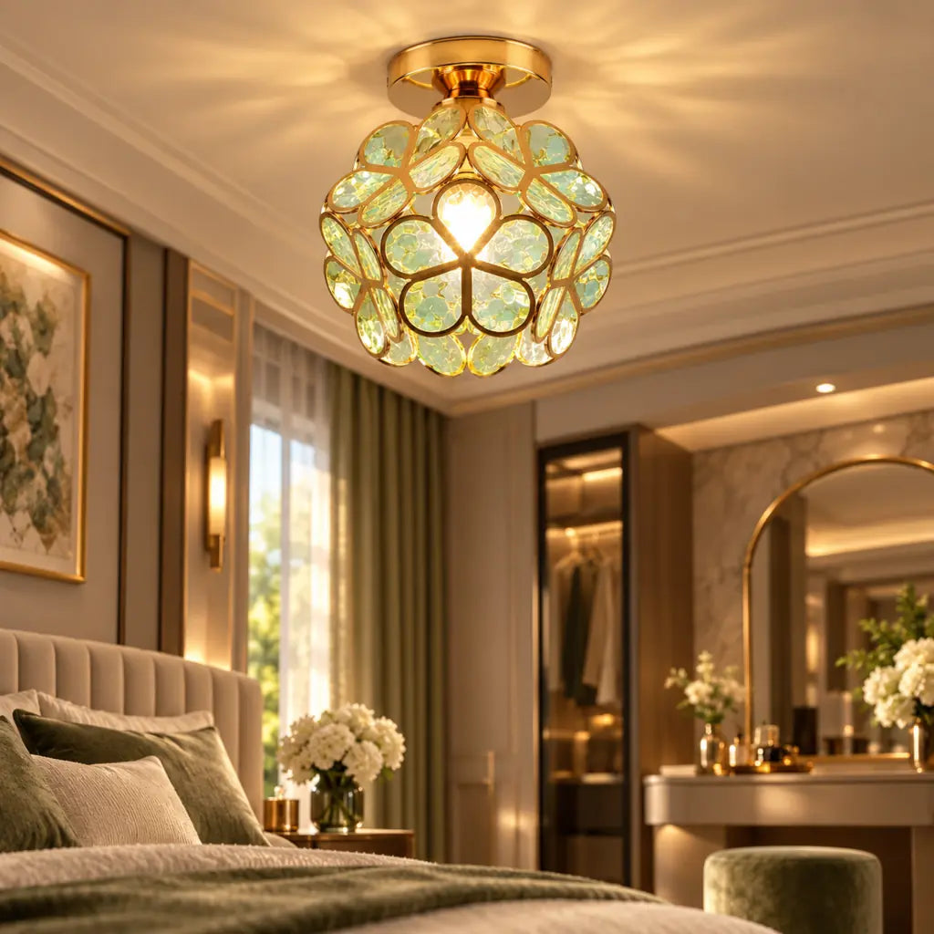 Art Deco Floral Flush Mount Ceiling Light | FloraLamp