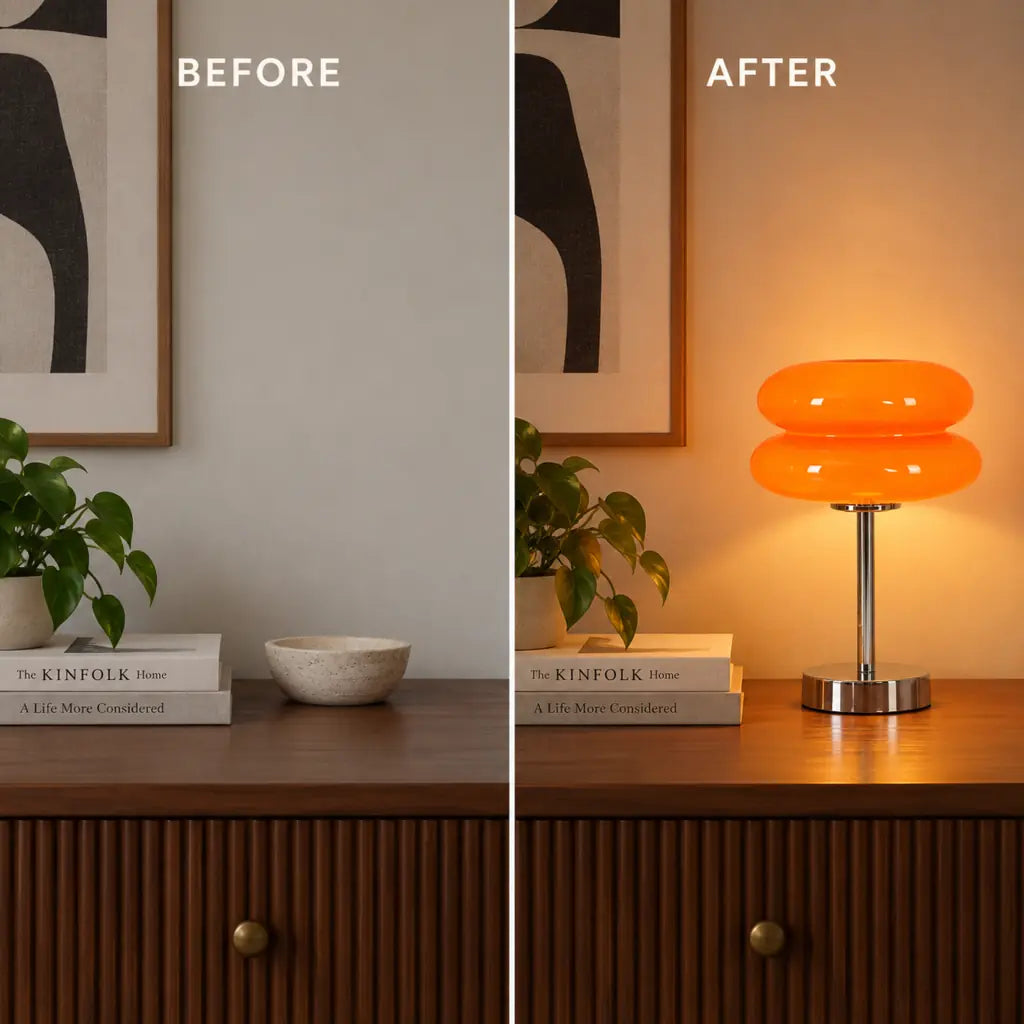 Bauhaus Orange Glass Table Lamp