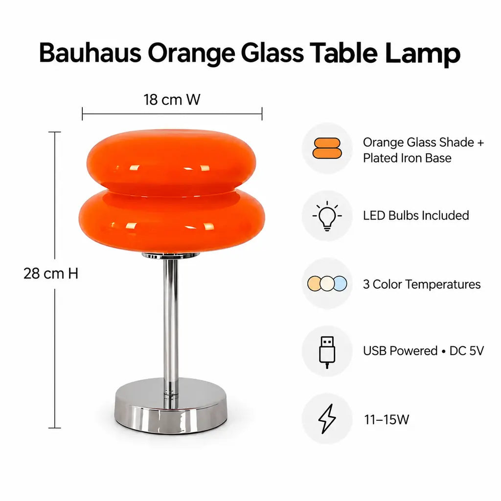 Bauhaus Orange Glass Table Lamp