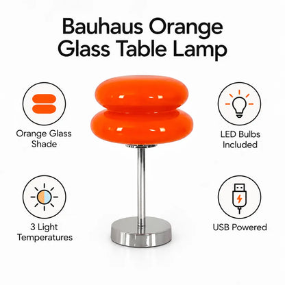 Bauhaus Orange Glass Table Lamp