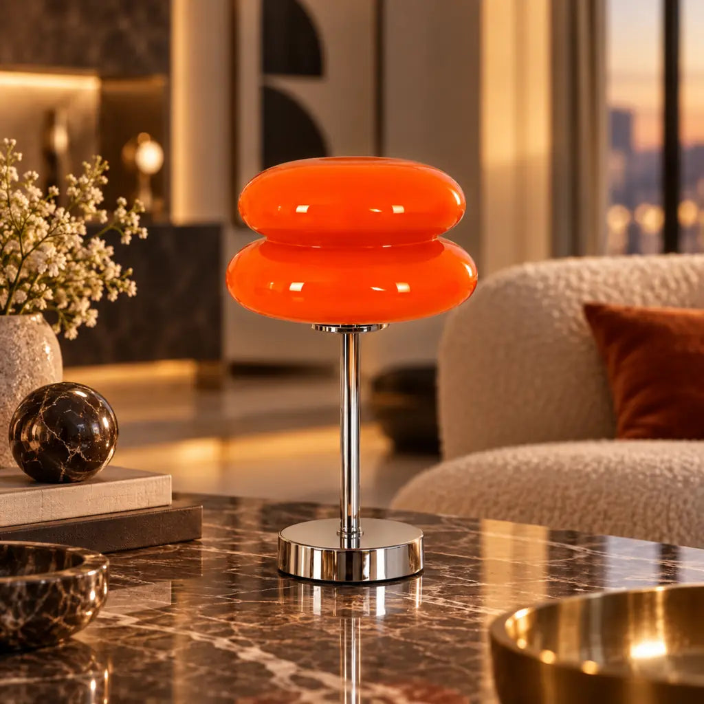 Bauhaus Orange Glass Table Lamp
