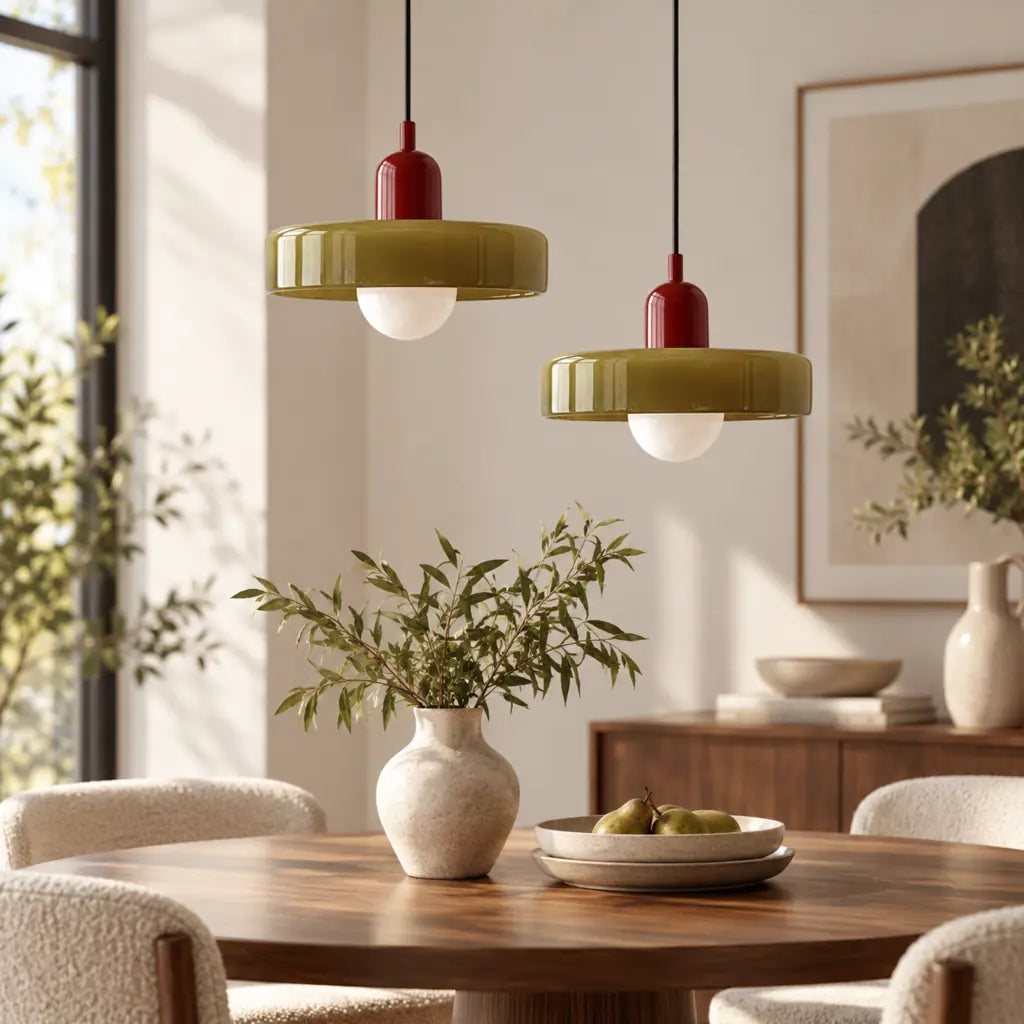 Bauhaus Pendant Light with Colored Glass Design