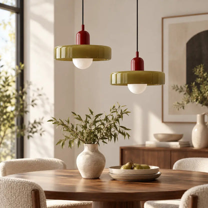 Bauhaus Pendant Light with Colored Glass Design
