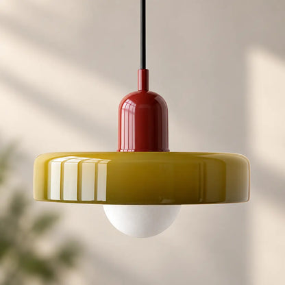 Bauhaus Pendant Light with Colored Glass Design