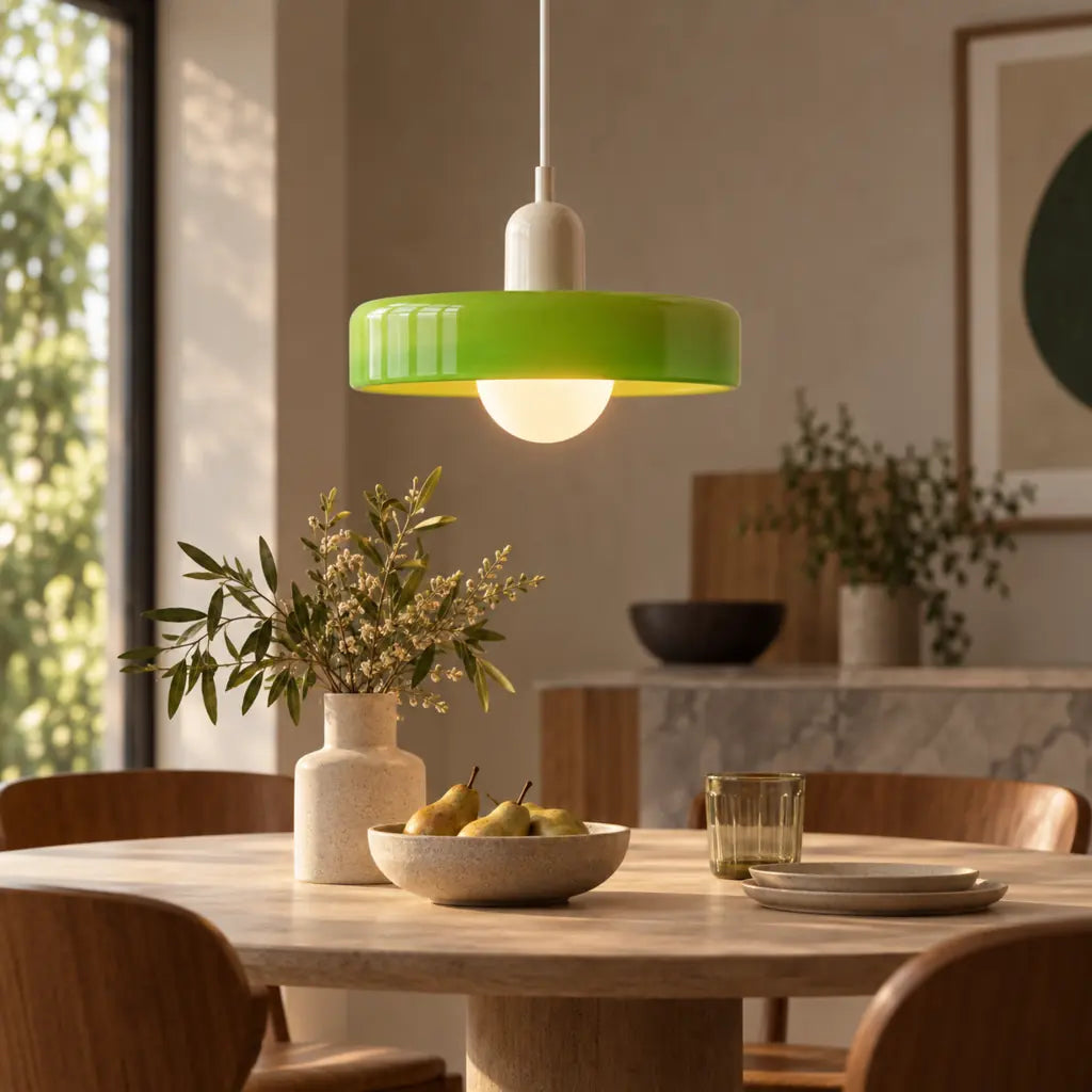 Bauhaus Pendant Light with Colored Glass Design