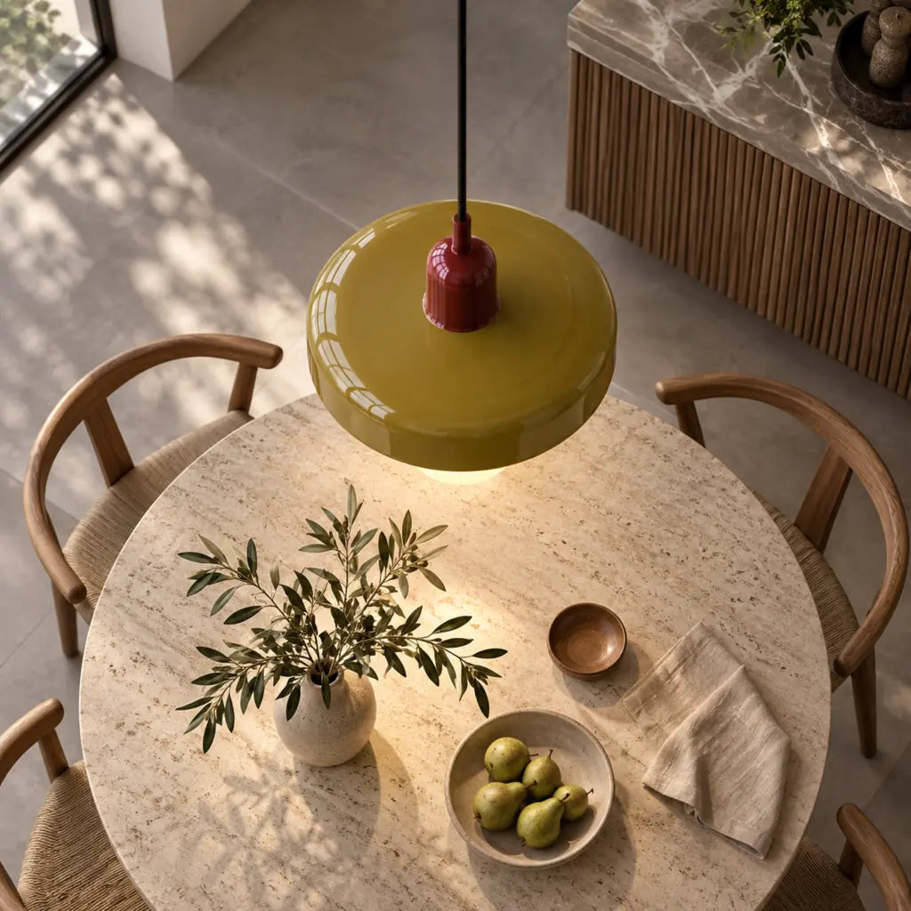 Bauhaus Pendant Light with Colored Glass Design