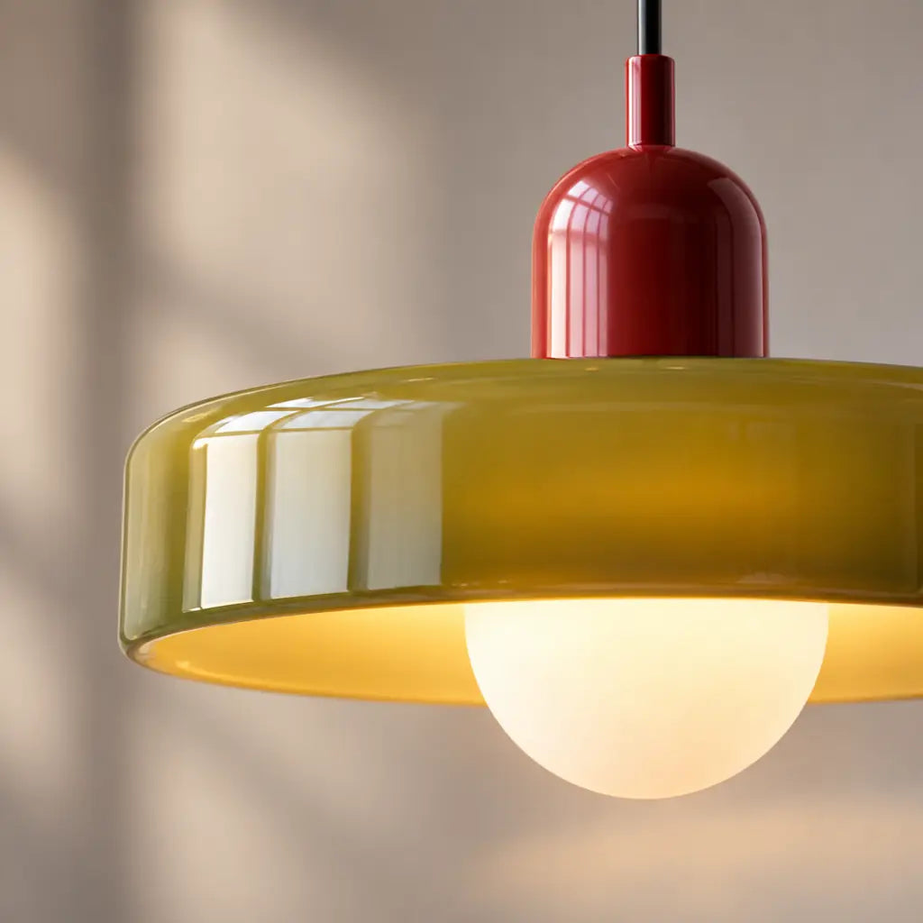 Bauhaus Pendant Light with Colored Glass Design
