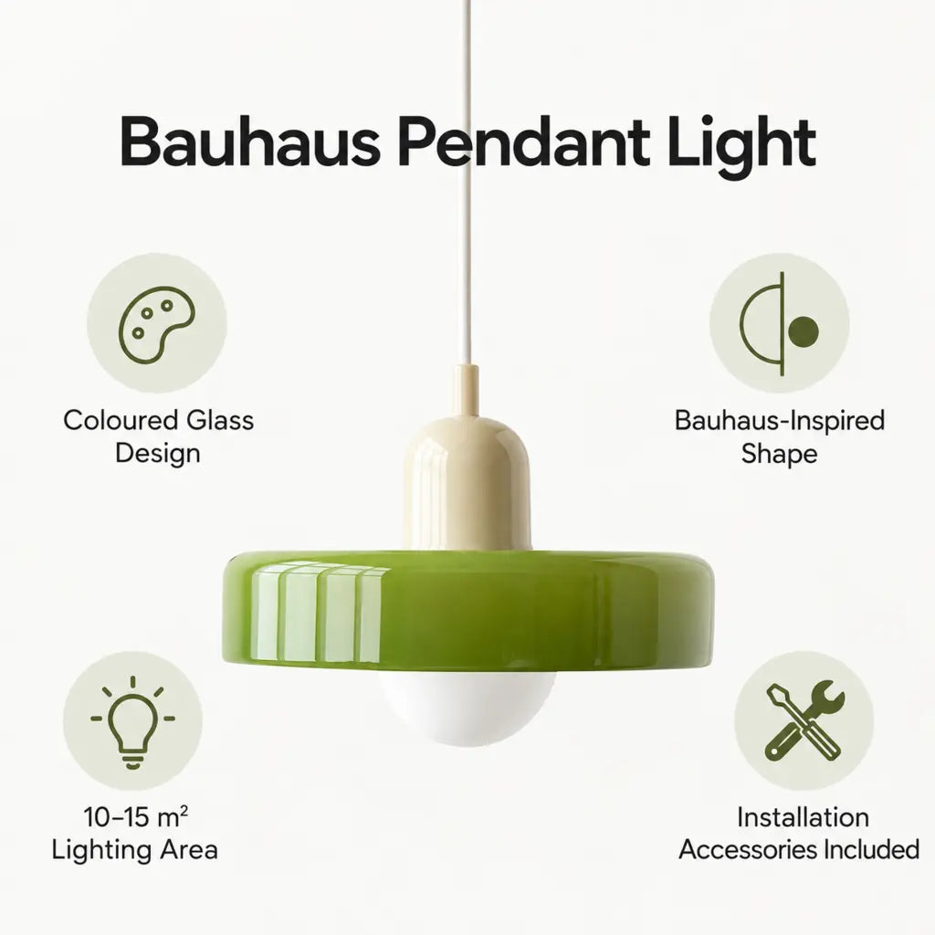 Bauhaus Pendant Light with Colored Glass Design