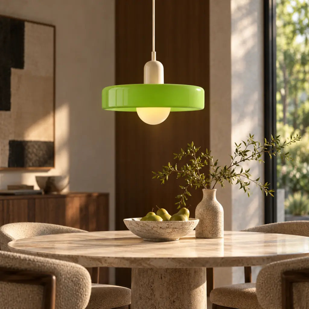 Bauhaus Pendant Light with Colored Glass Design
