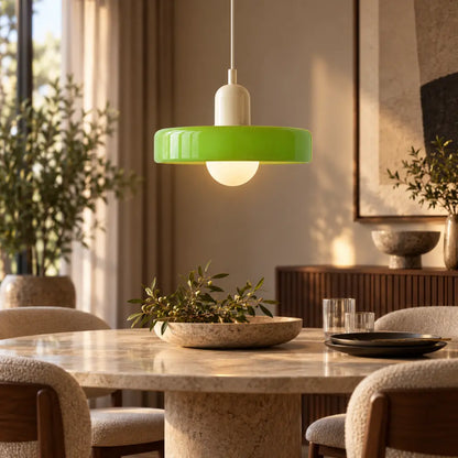Bauhaus Pendant Light with Colored Glass Design