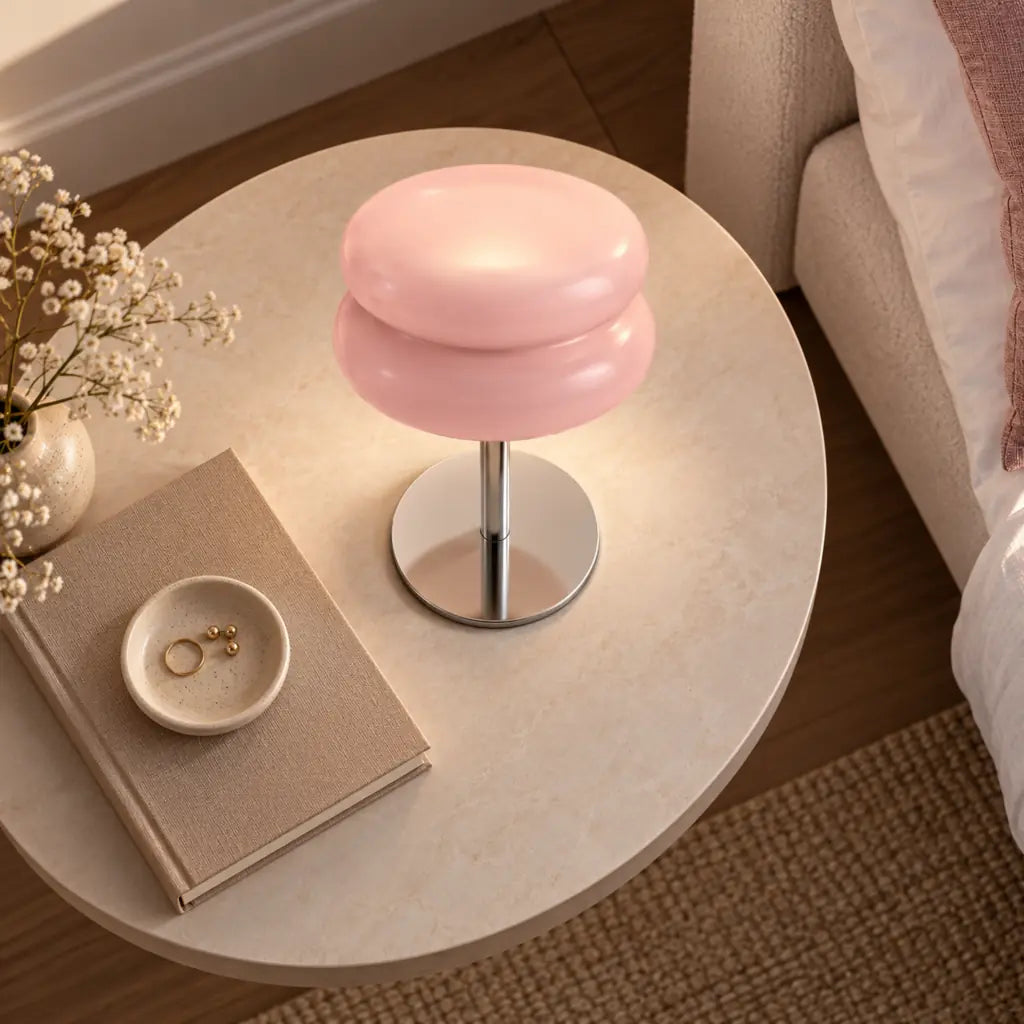 Bauhaus Pink Glass Table Lamp
