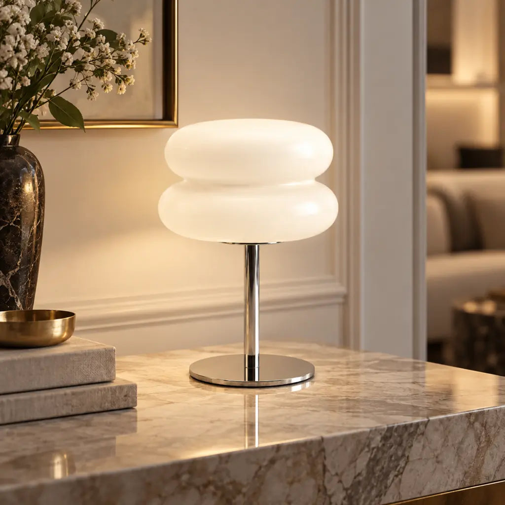Bauhaus White Glass Table Lamp