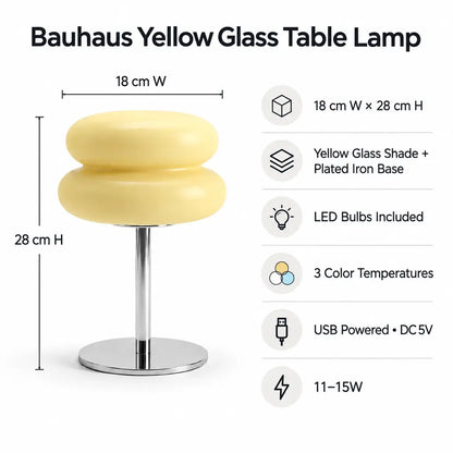 Bauhaus Yellow Glass Table Lamp