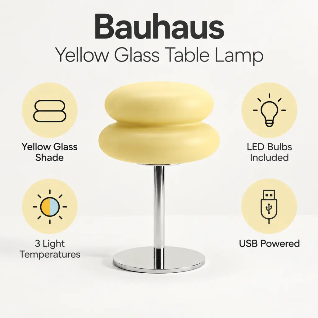 Bauhaus Yellow Glass Table Lamp