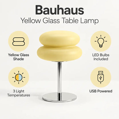 Bauhaus Yellow Glass Table Lamp