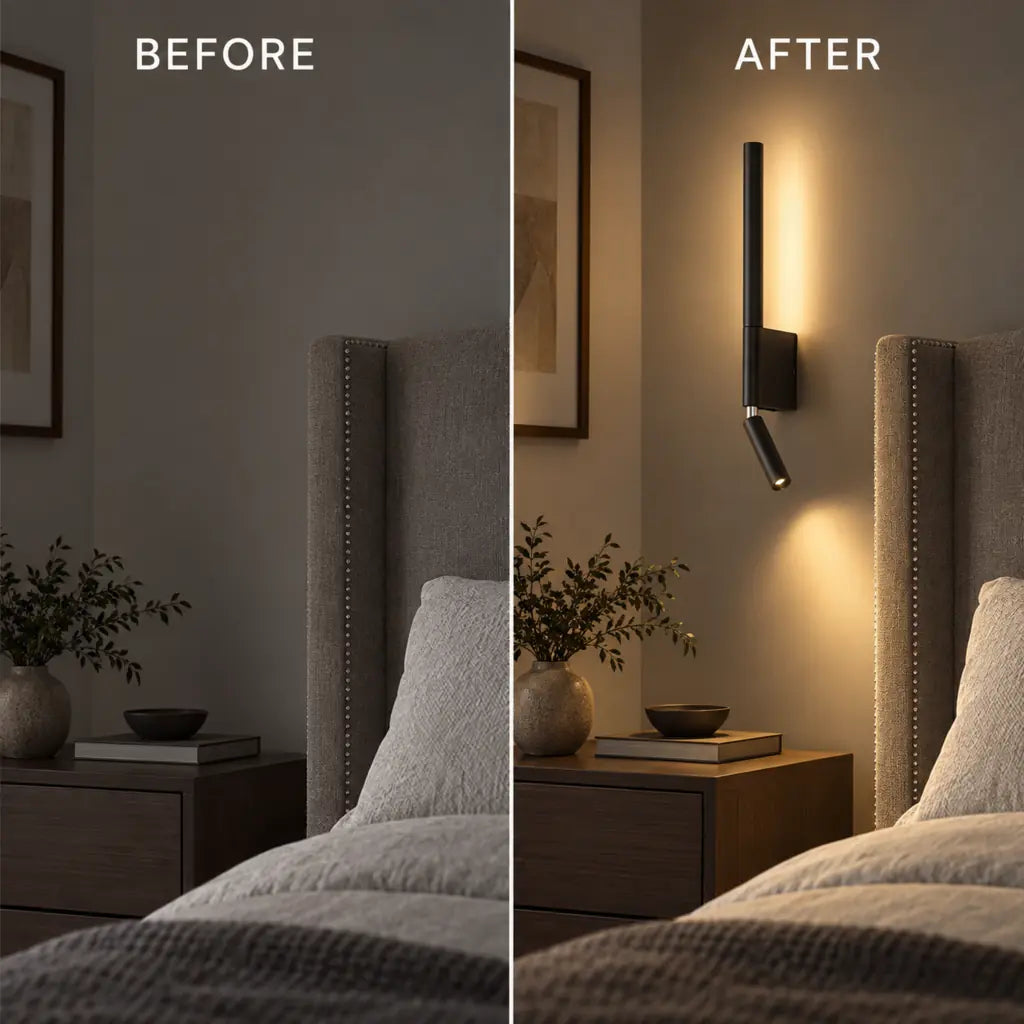 Bedside Wall Light with Reading Spot and Ambient LED