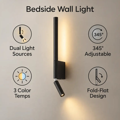 Bedside Wall Light with Reading Spot and Ambient LED