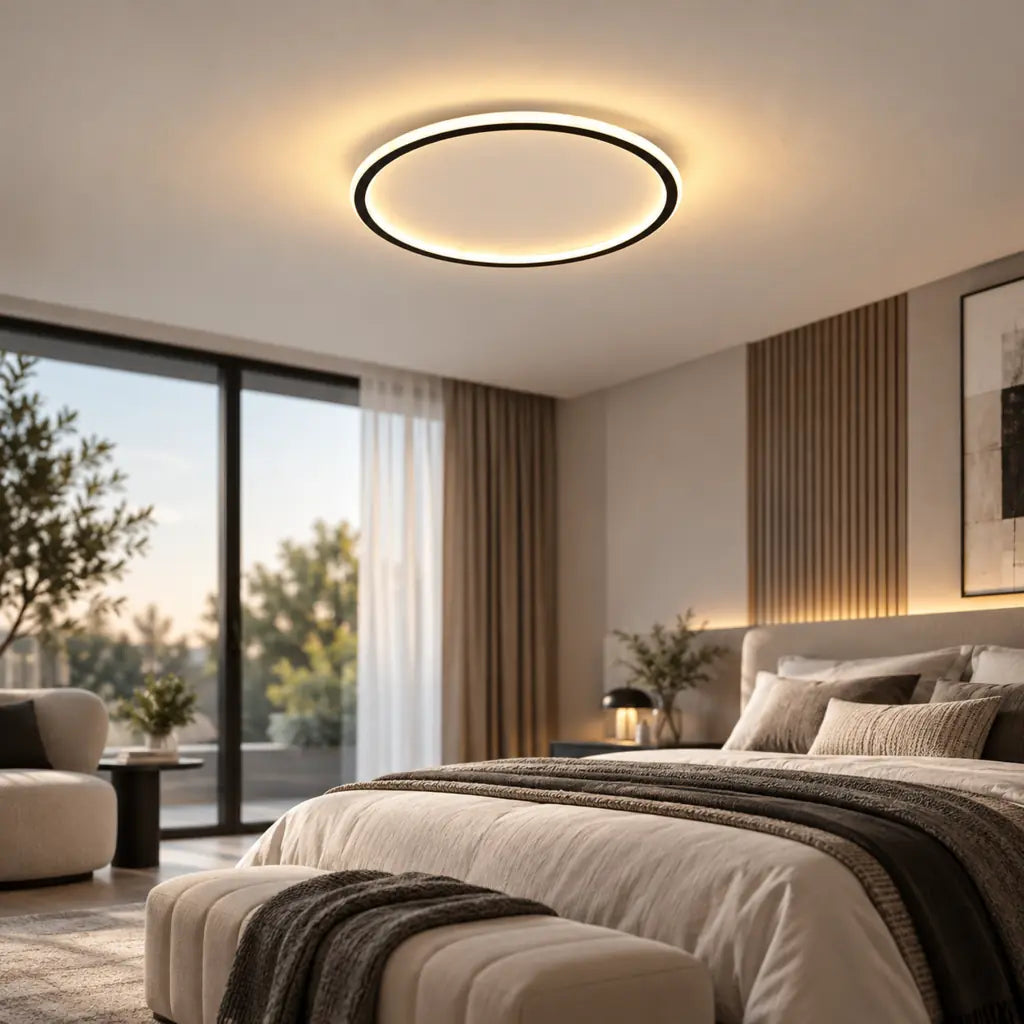 Black Round Slim LED Flush Ceiling Light