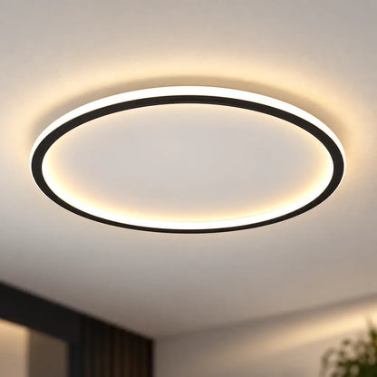 Black Round Slim LED Flush Ceiling Light
