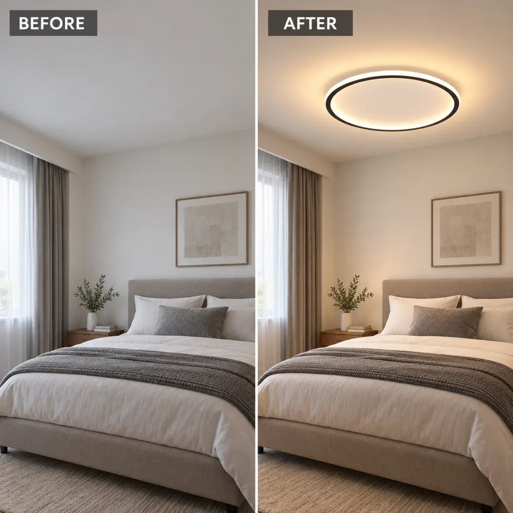 Black Round Slim LED Flush Ceiling Light