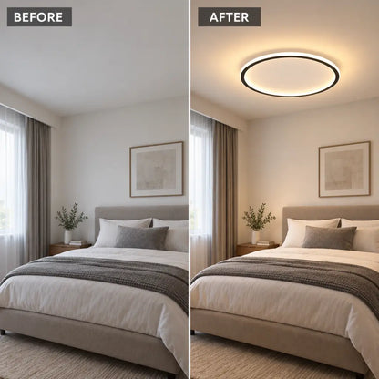 Black Round Slim LED Flush Ceiling Light