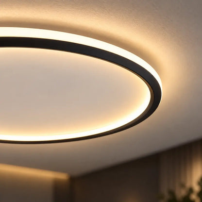 Black Round Slim LED Flush Ceiling Light