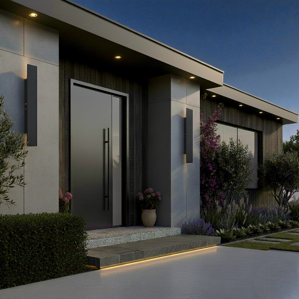 Black Up Down Outdoor Wall Light with Weatherproof Protection | RainWard