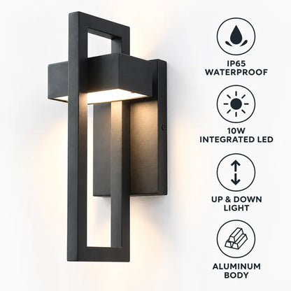 Black Up Down Waterproof Outdoor Wall Light