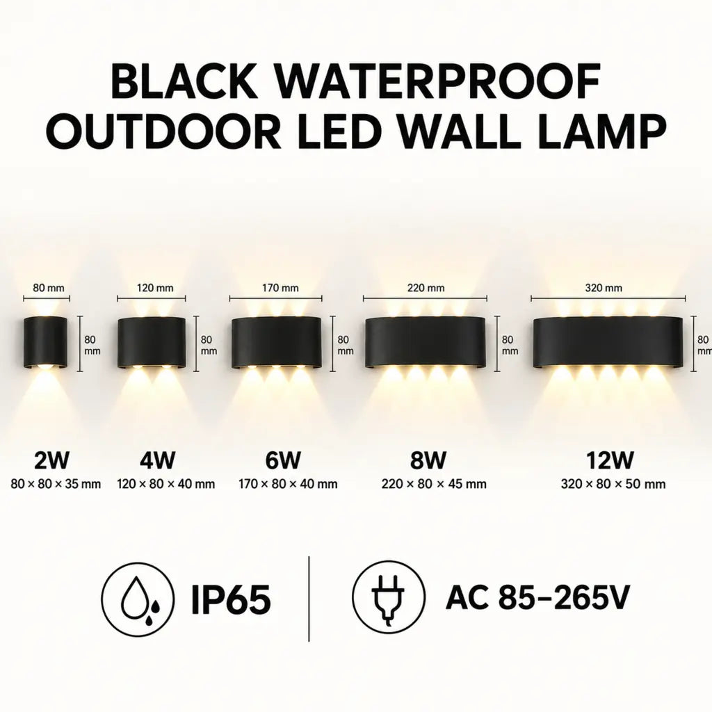 Black Waterproof Outdoor LED Wall Lamp