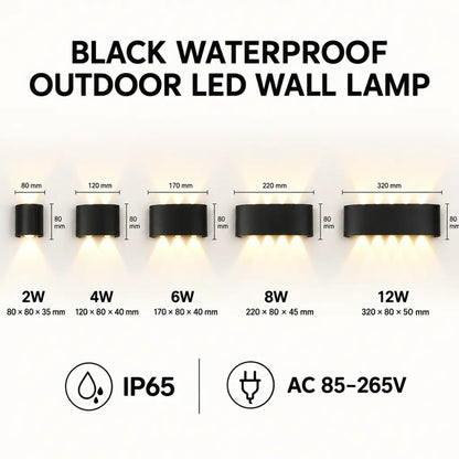 Black Waterproof Outdoor LED Wall Lamp