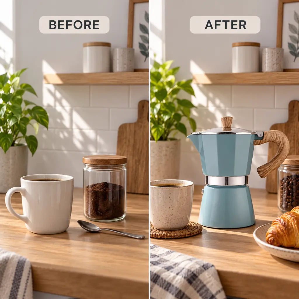 Blue Aluminium Moka Pot – Classic Italian Stovetop Espresso Maker