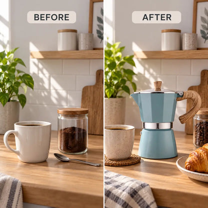 Blue Aluminium Moka Pot – Classic Italian Stovetop Espresso Maker