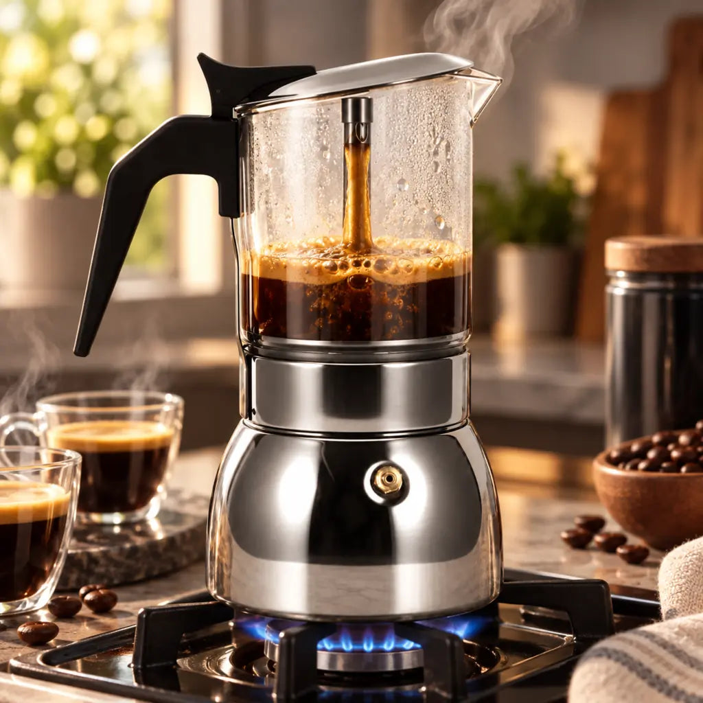 Borosilicate Glass Moka Pot – Stovetop Espresso Maker