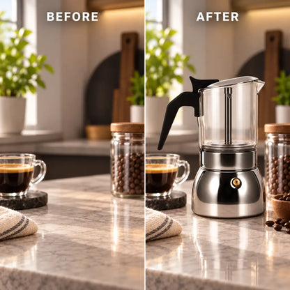 Borosilicate Glass Moka Pot – Stovetop Espresso Maker
